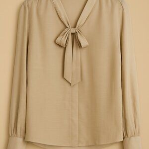 ‼️Two ‼️for $20 
Jones New York Tan Blouse with Bow Tie